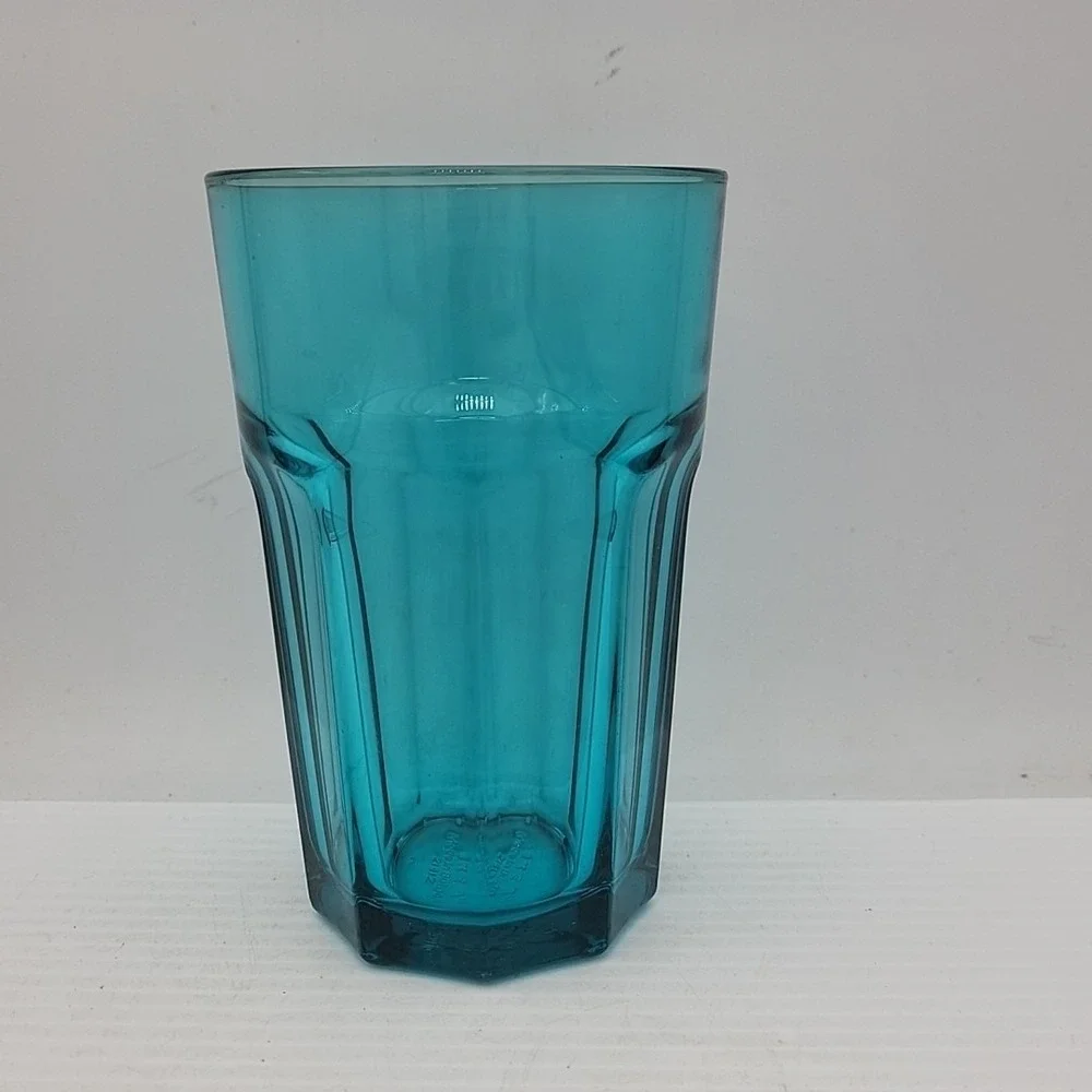 IKEA POKAL‎ Paneled Teal Blue Green Aqua Glass Tumblers
